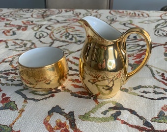 Vintage Set of Royal Worcester Gold Lustre Fireproof Creamer