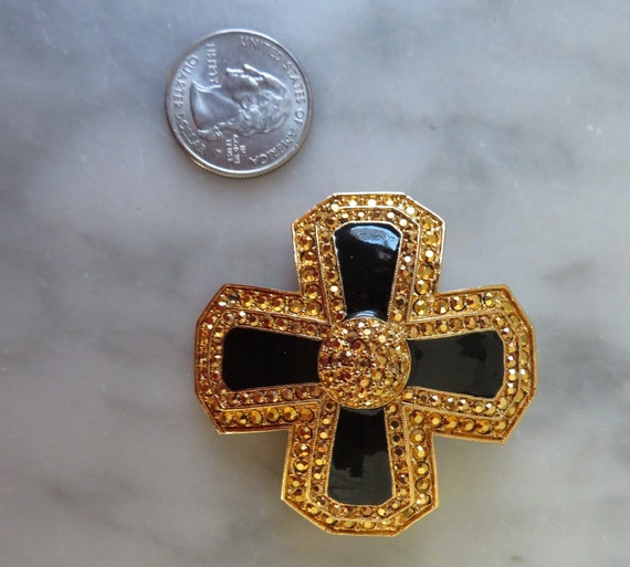 Vintage Maltese Brooch and Pendant in Gold Tone a… - image 2