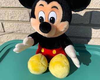 Vintage 80s Disney World Stuffed Mickey Mouse Plush Animal Retro