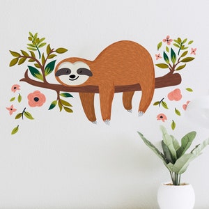 Sloths and Tree Wall Decal, Wall Decoration, Stickers for Children, Wall Decor for Kids,Stickers for Children, Decals for Kids CA3206