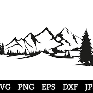 Mountain SVG, DXF, Mountain Forest SVG, Pine Trees, Pacific Northwest Cut Files, Camping Svg, Outdoors, Cricut, Silhouette, Trees CA3192