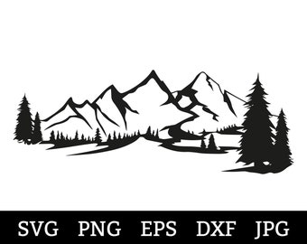 Berg SVG, DXF, Bergwald SVG, Kiefern, pazifischen Nordwesten geschnitten Dateien, Camping Svg, im Freien, Cricut, Silhouette, Bäume CA3192