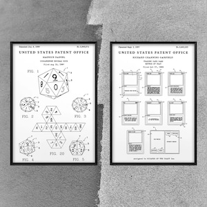 DnD 20er Würfel & Sammelkartenspiel Patent Poster, Spieler Geschenk, Nerd Geeky DnD Dekor. P019