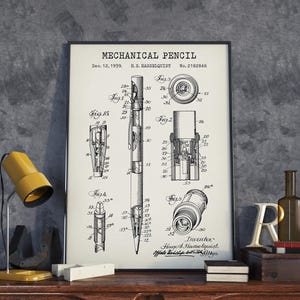 Architekten, Künstler, Ingenieur Geschenk Druckbleistift Patent Wandkunst F029
