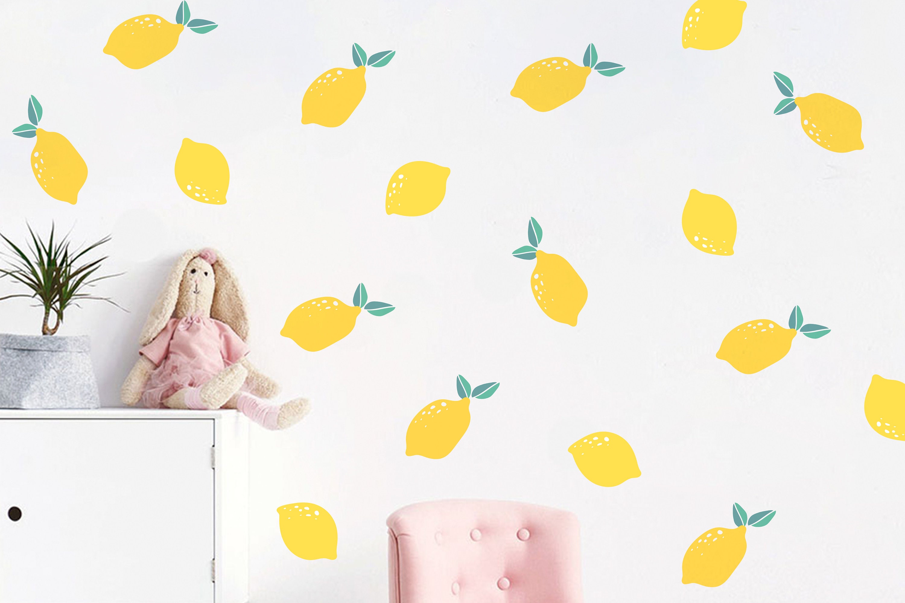 Lemon Wall Decals Lemon Sticker Hand Drawn Decal Kitchen Etsy India