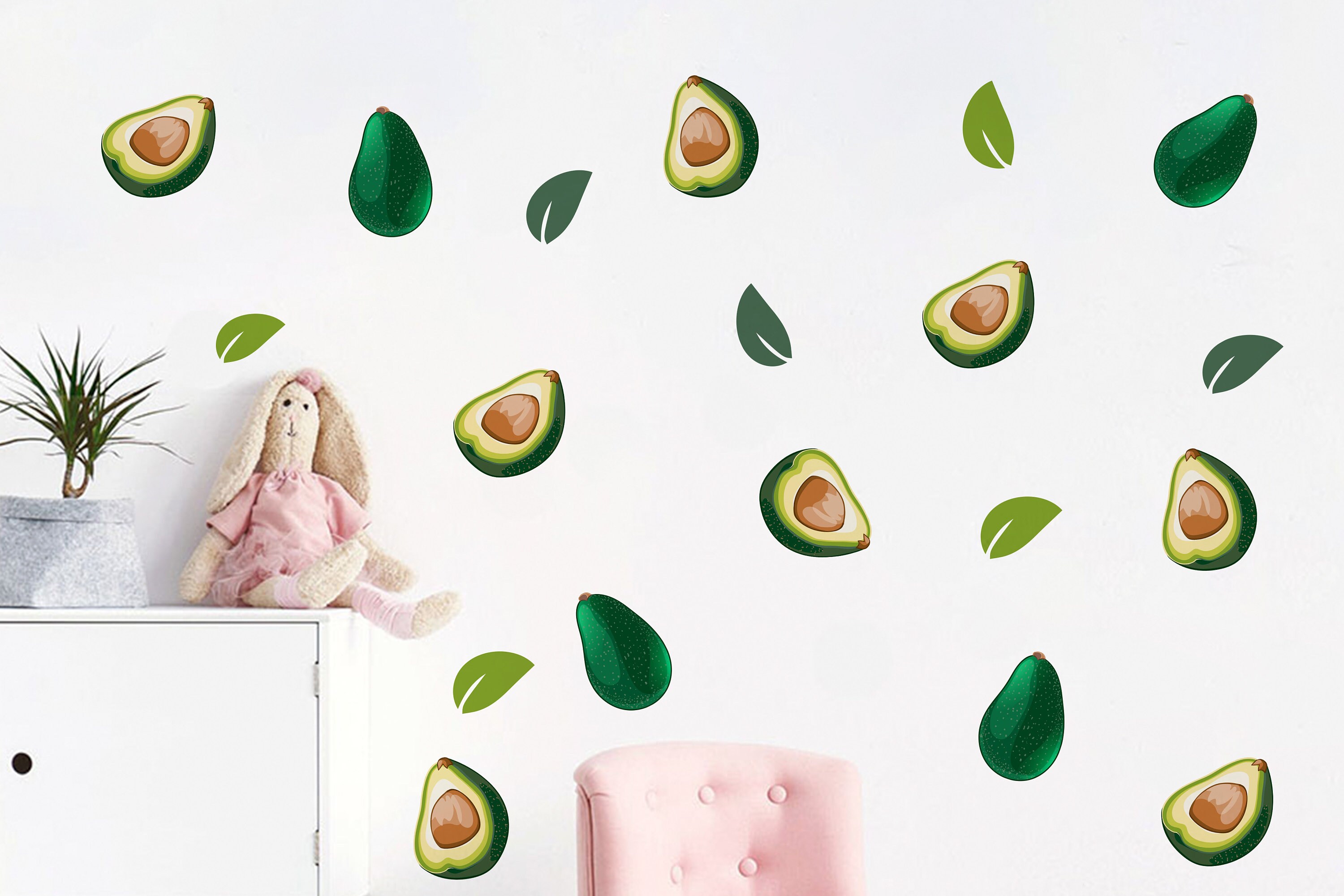 Fresh avocado wallpaper self adhesive wallpaper hand drawn | Etsy