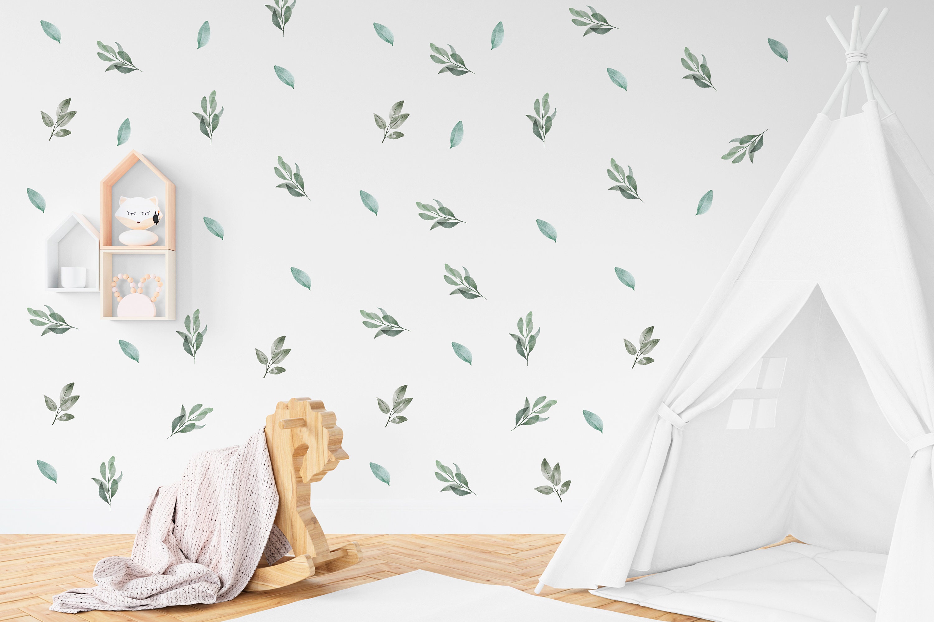 Greenery Wall Decals Watercolor Greenery Sticker Watercolor Etsy