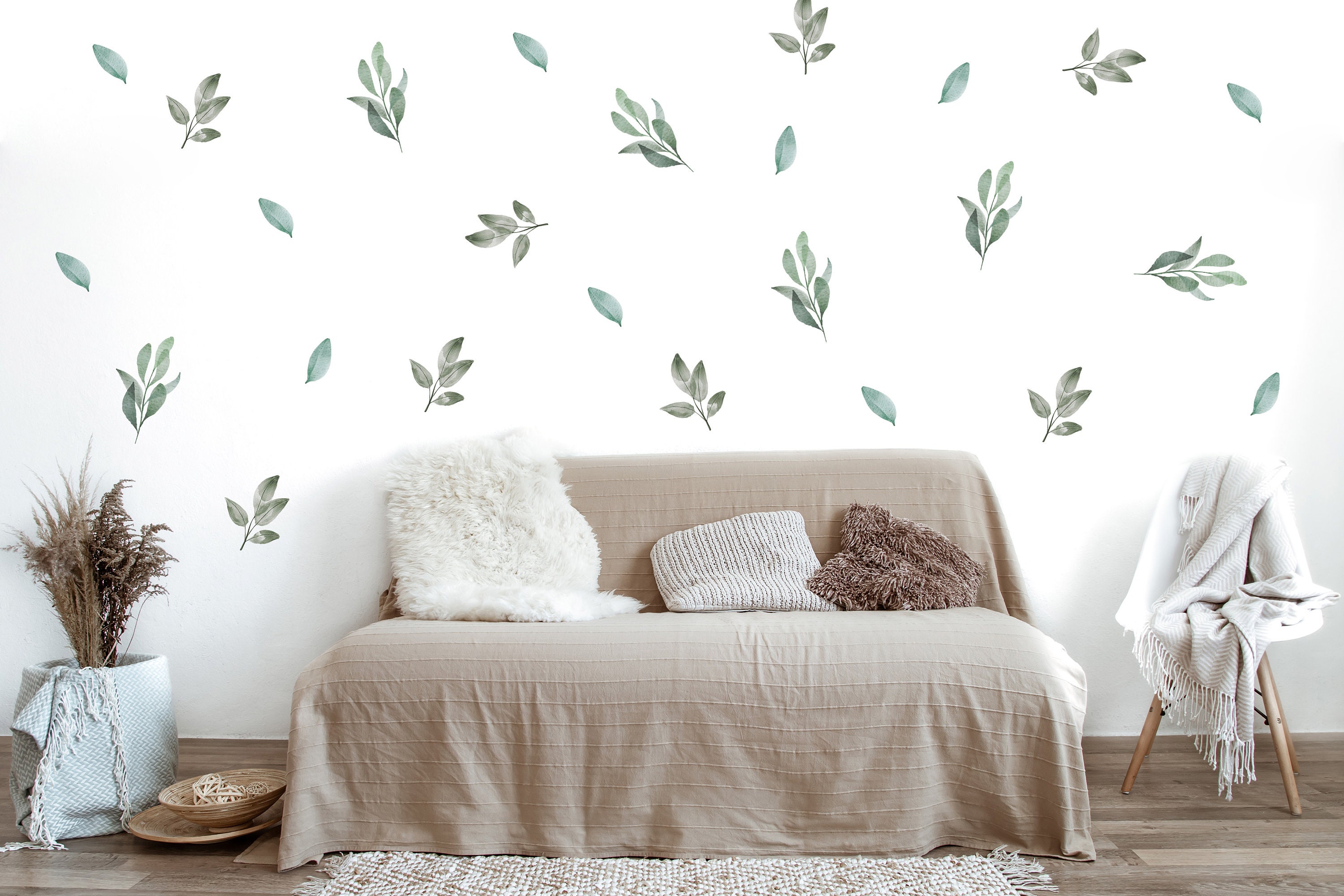 Greenery Wall Decals Watercolor Greenery Sticker Watercolor Etsy
