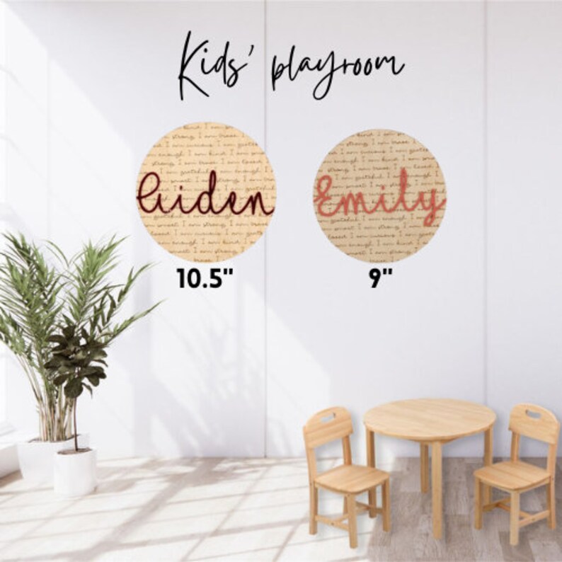 Runde Kinder Affirmation Schild mit Namen Wohndekor Personalisiertes Affirmationsschild Positive Affirmationen Zeichen Kinderzimmer Kinderspielzimmer Bild 5