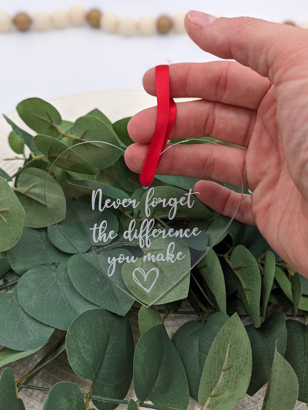 Never Forget The Difference You Make Ornament Personalized Acrylic Ornament: Mentor Gift, Engraved Keepsake - Israel Custom Shaped Acrylic Ornament