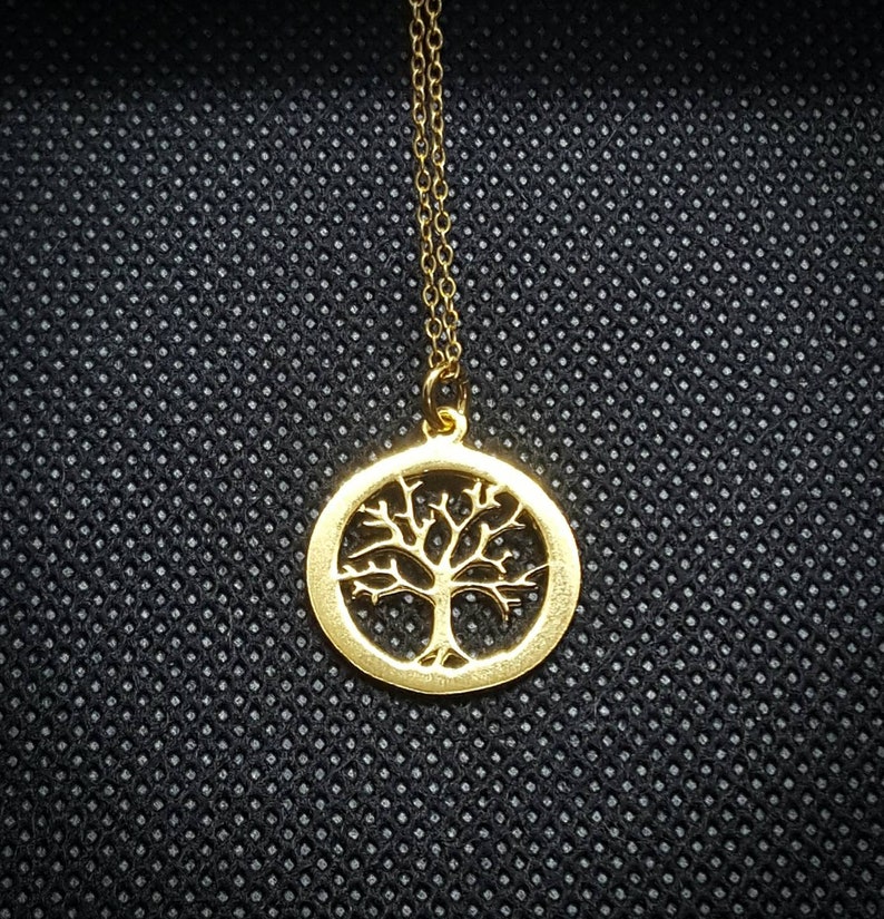 Yggdrasil Tree Of Life Pendant With Necklace All 24k Plated Image 0