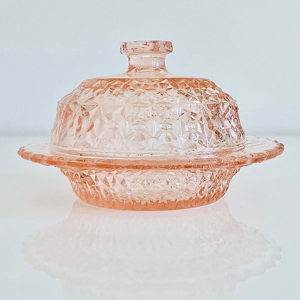 Pink Depression Glass Butter Dish Etsy
