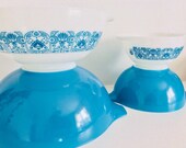 Pyrex Horizon Blue set of 4 Cinderella mixing bowls Full set Cinderella nesting bowls Horizon Blue Pyrex Complete set vintage Pyrex