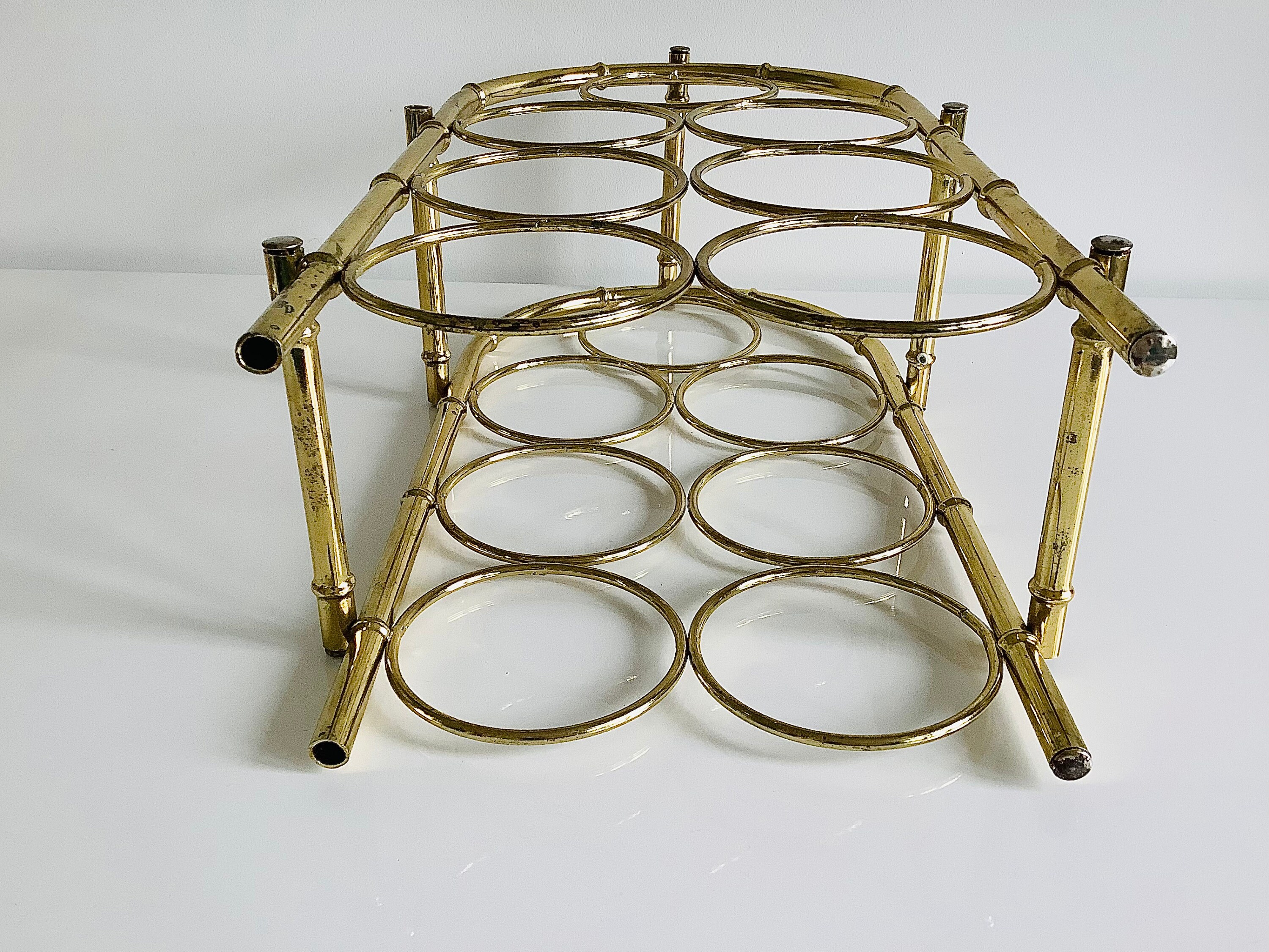 Vintage Brass Wine Rack / Seven Bottle Wine Rack / Faux Bamboo Etsy