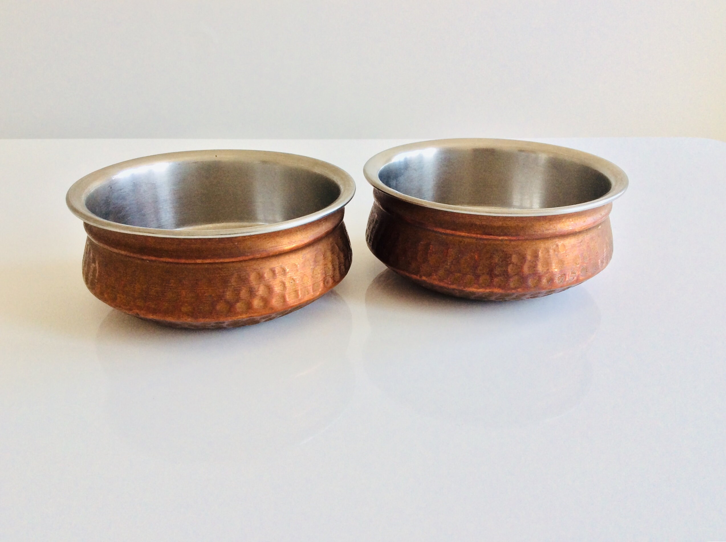 Set of two vintage copper bowls / traditional Indian serving Etsy