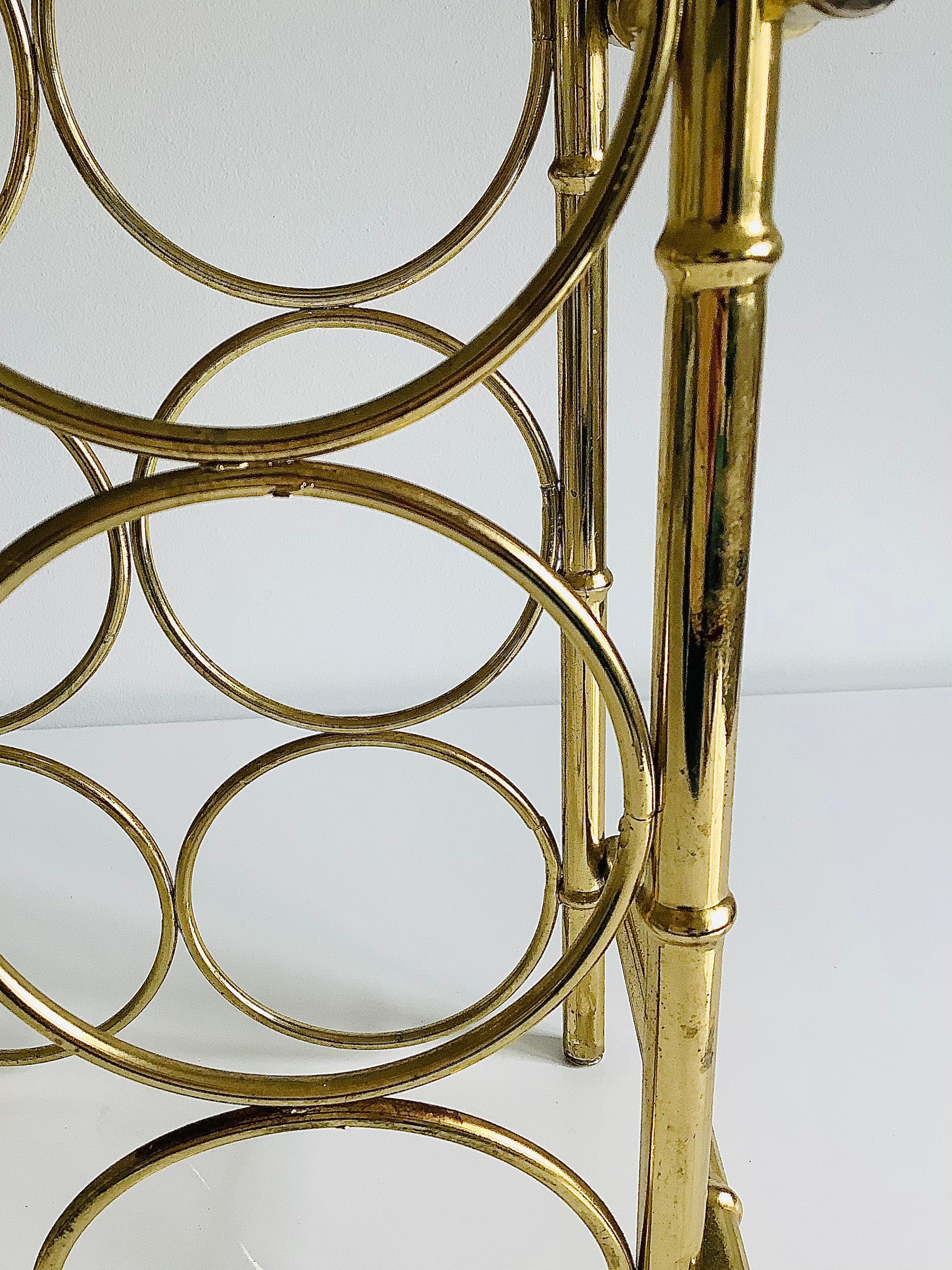 Vintage Brass Wine Rack / Seven Bottle Wine Rack / Faux Bamboo Etsy