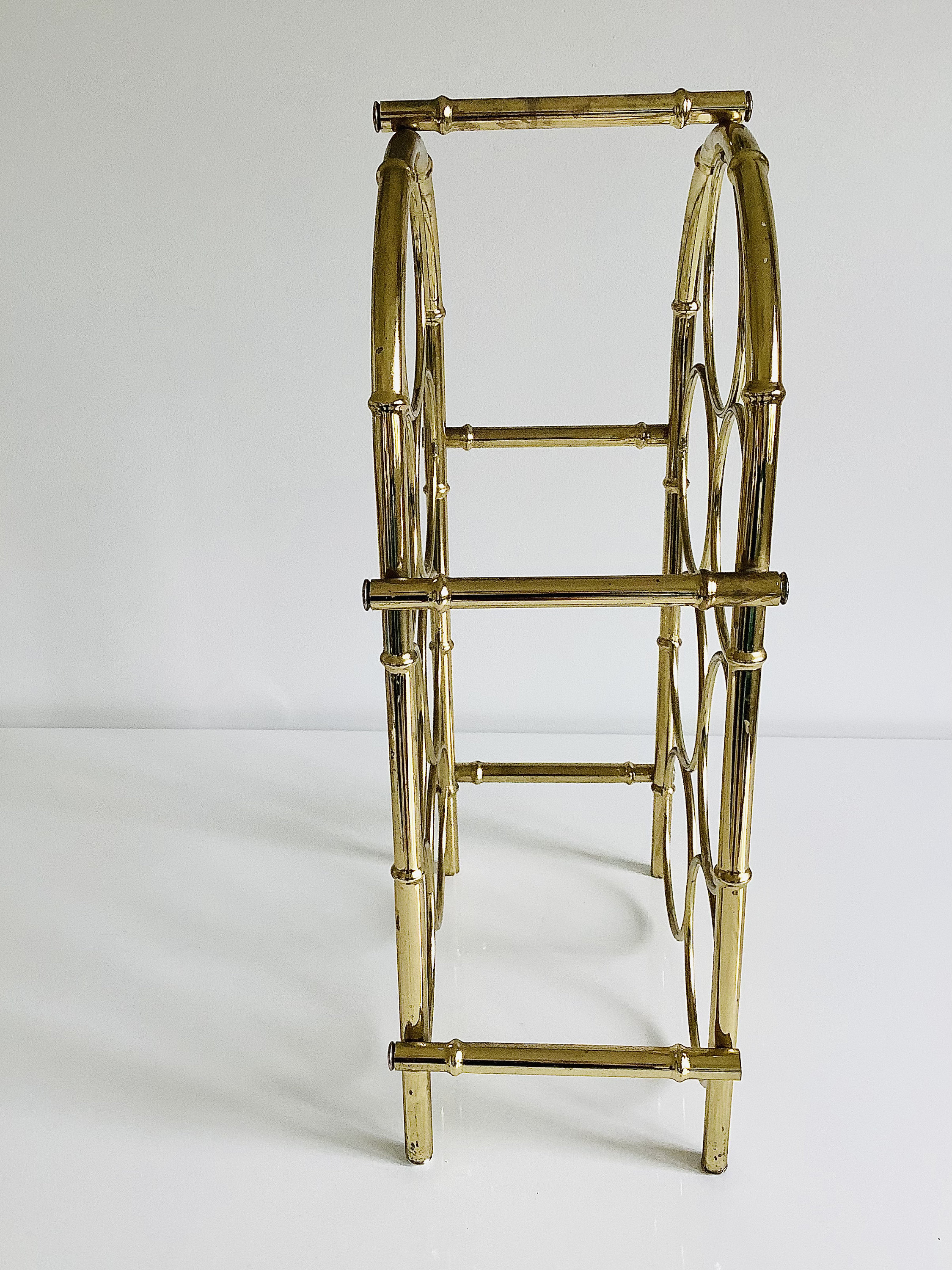 Vintage Brass Wine Rack / Seven Bottle Wine Rack / Faux Bamboo Etsy