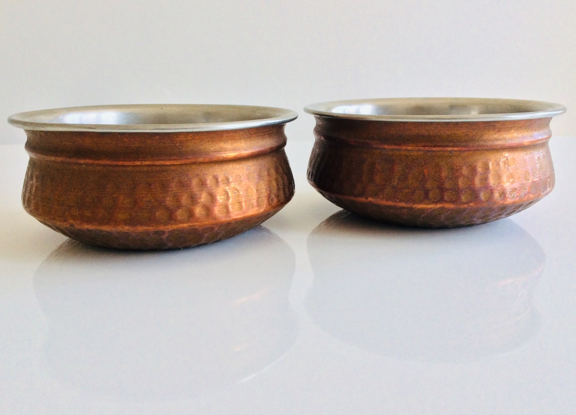 Set of two vintage copper bowls / traditional Indian serving Etsy