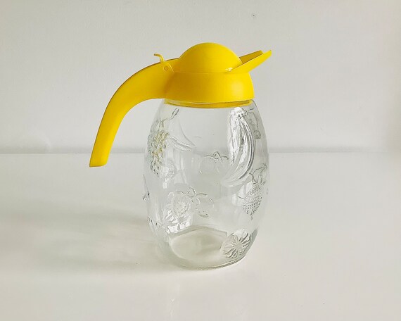 Salière Et Poivrière Vintage Solmaz Mercan - Verre Jaune/rouge - Couvercles Champignon - 3 Pièces
