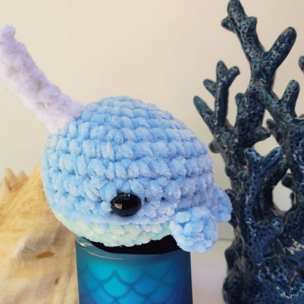 Narwhal Crochet Amigurumi, Finished Narwhal Plushie, Sea Unicorn Toy, Narwhale Handmade Gift, Birthday Narwhals,  Stuffed Sea Creature Whale