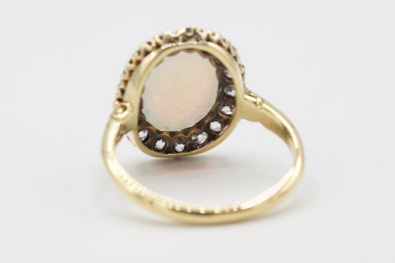 Antique 18K Diamond Halo Opal Victorian Edwardian… - image 4