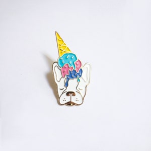 French Bulldog with Ice Cream Soft Enamel pin