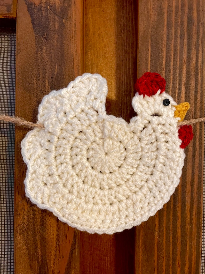 White Cream Chicken/crochet Garland/chicken Garland/kitchen Garland