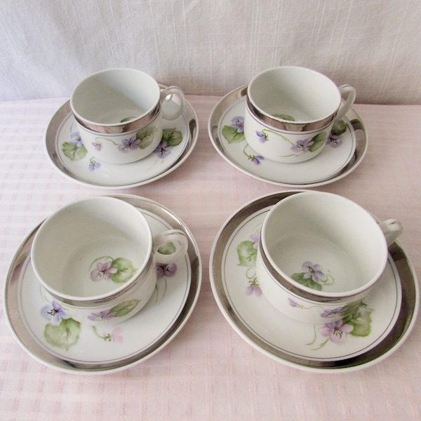 Demitasse set by Chodziez, made in Poland vintage porcelain Coffee Tea cups saucers