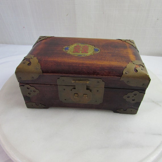 Jewelry Box  Wood Brass made in Shanghai  c. 1960 - image 1