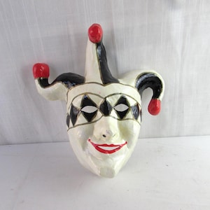 MASK Marti Gras/ Jester Clown Paper Mache&#39; Carnival Wall Decor Halloween Mask