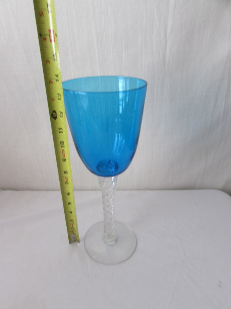 GROßE TÜRKIS VASE Glas Mundgeblasener Stiel Mid Century Dekor Bild 4