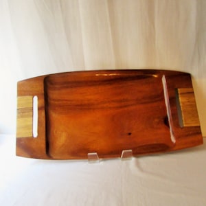 TRAY Hand Carved MONKEY POD wood 1960s Mid Century Modern 24X11
