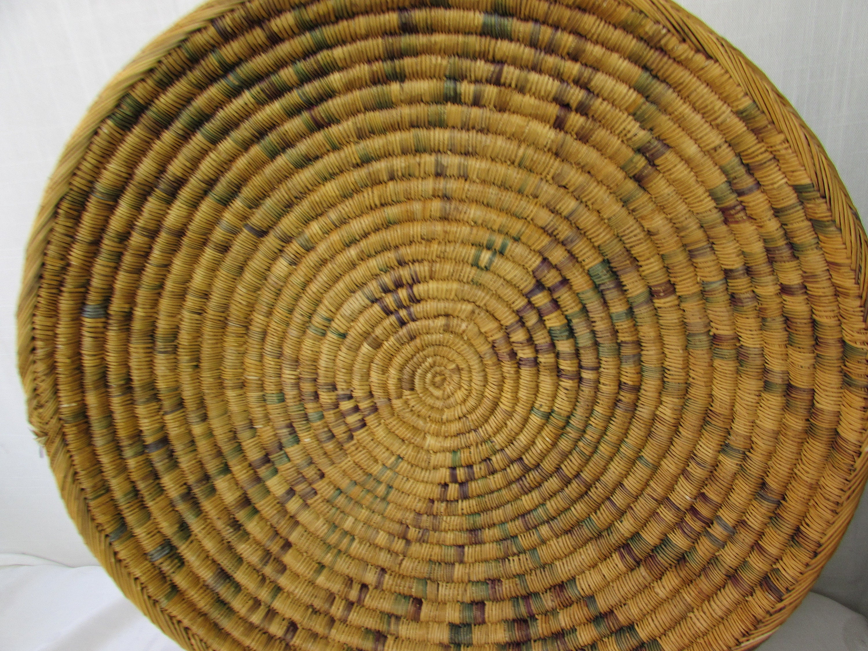 19 in ROUND MEXICAN Woven BASKET Wall Decor Display Vintage | Etsy