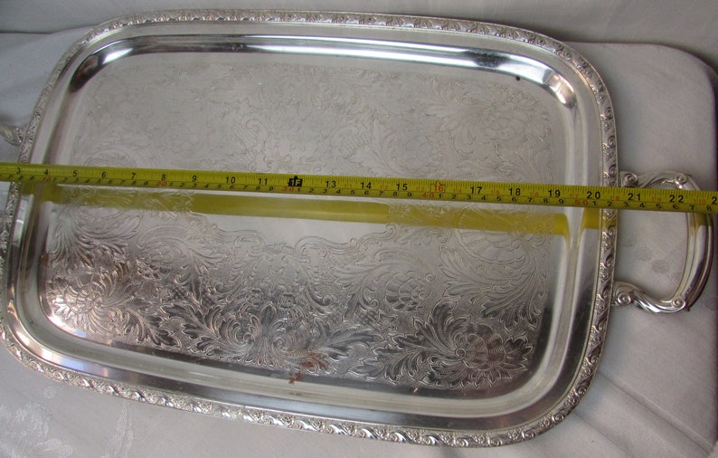 SILVER PLATE SERVING Tray With Handles Queen Anne Etsy