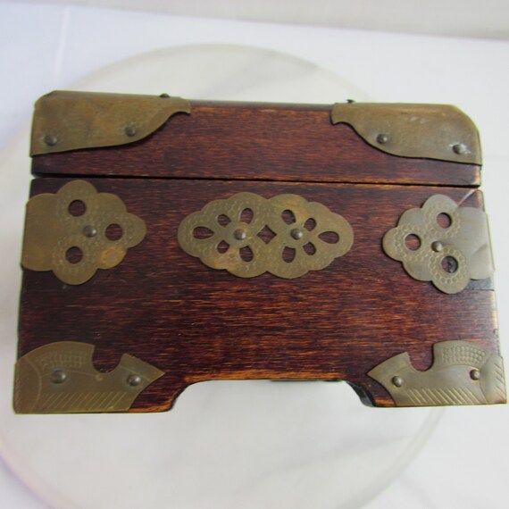 Jewelry Box  Wood Brass made in Shanghai  c. 1960 - image 9