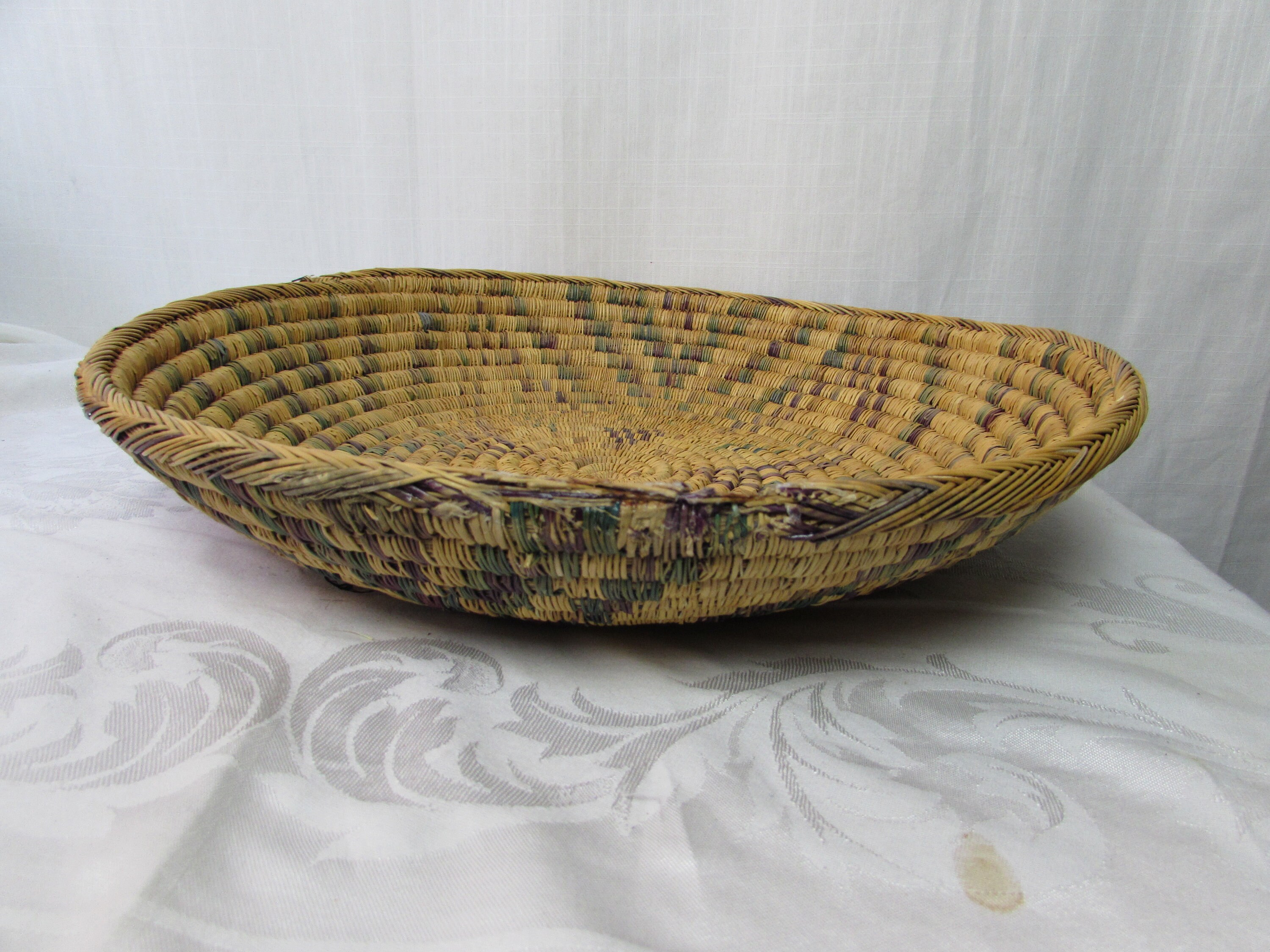 19 in ROUND MEXICAN Woven BASKET Wall Decor Display Vintage | Etsy