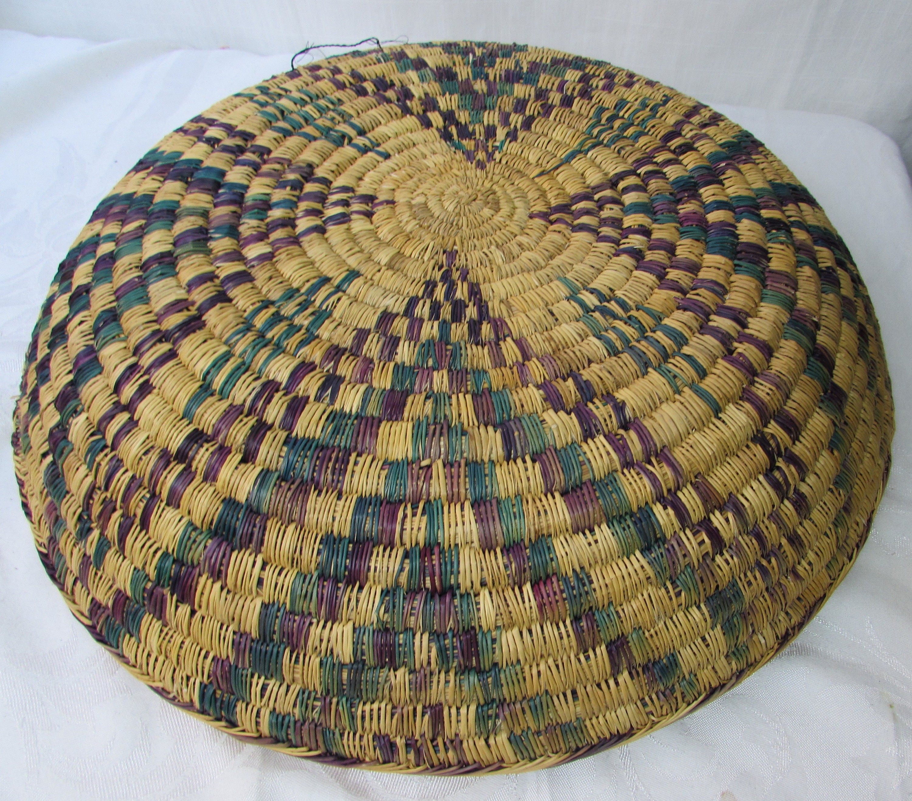 19 in ROUND MEXICAN Woven BASKET Wall Decor Display Vintage | Etsy