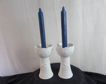 Pr. CANDLE HOLDERS  Kaiser Porcelain  Bisque White