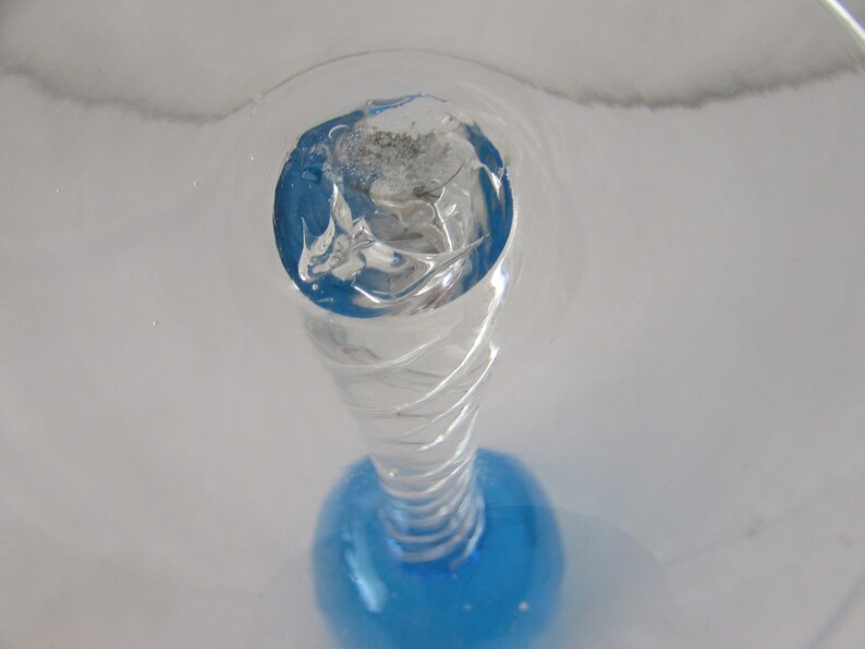 GROßE TÜRKIS VASE Glas Mundgeblasener Stiel Mid Century Dekor Bild 8