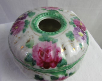 VICTORIAN HAIR RECEIVER Porcelain Rose motif