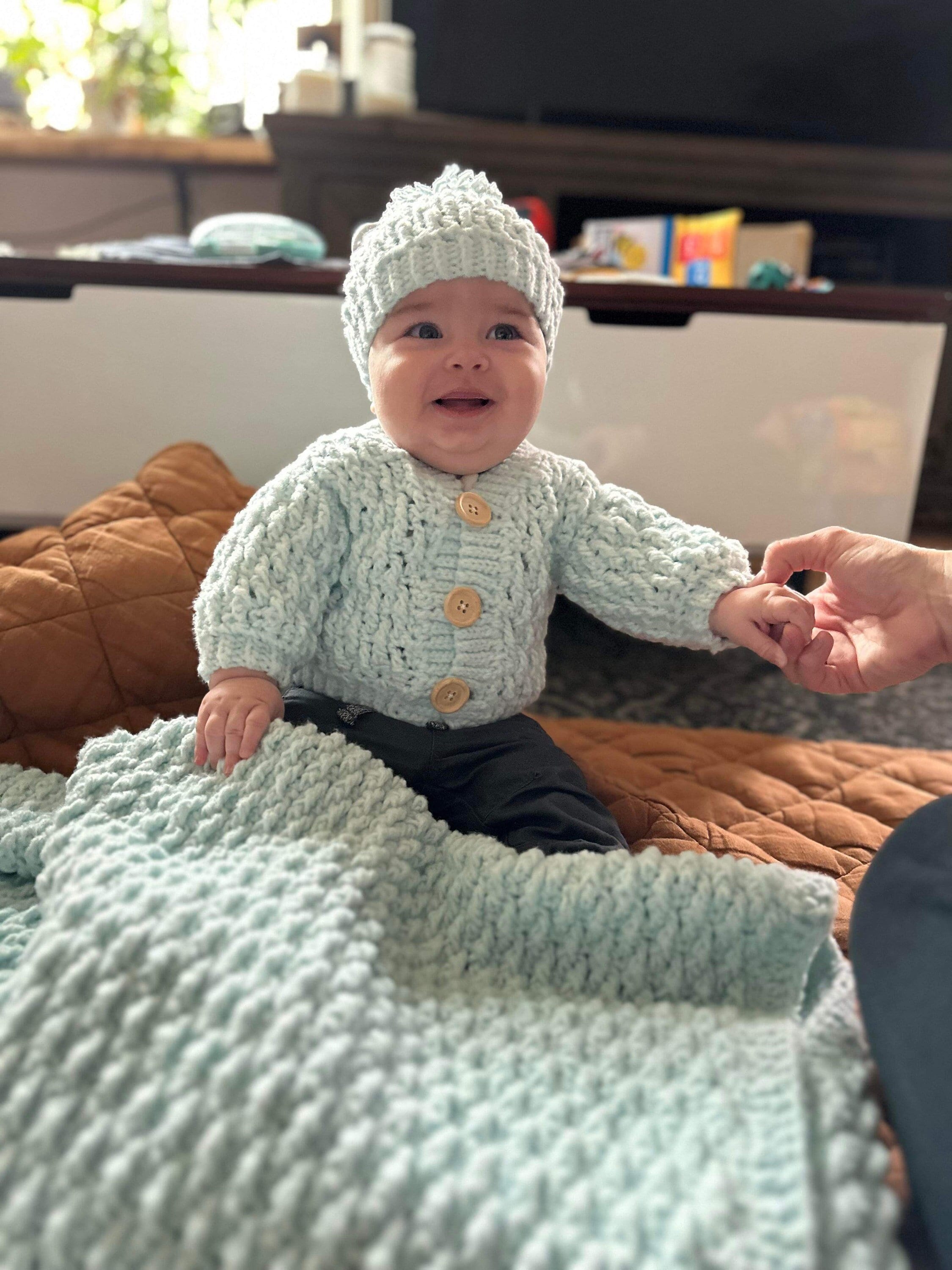 36 Crochet Baby Clothes Patterns with Bonnets, Booties, Rompers, and Dresses 4 Alpine Stitch Baby Cardigan Crochet