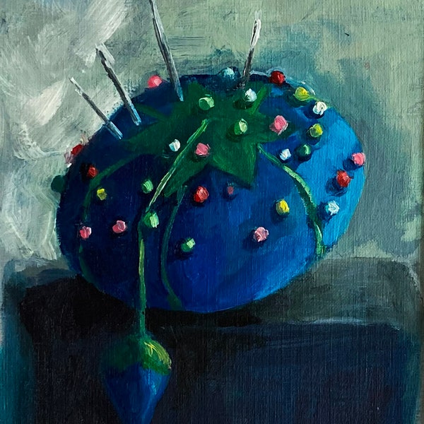 Original Oil Painting - 5" x 7" - "Blue Tomato"