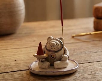 Handmade Gnome Incense Holder: Chamotte Clay Gnoo-Mee Sculpture