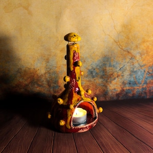 Handmade Ceramic Fireplace Lantern: Incense & Tealight Burner