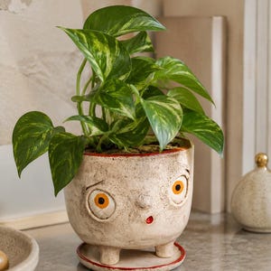 Handmade Ceramic Planter with Face: Quirky Home Decor