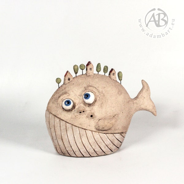 Ceramic Whale Figurine Etsy
