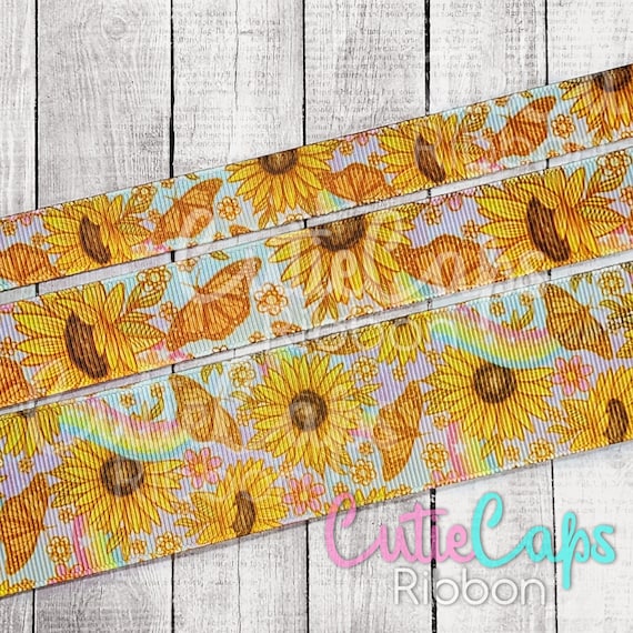 sunflower ribbon品 Amazon.com: JarThenaAMCS Sunflower Bee Wired Edge Ribbon