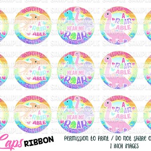 Può includere: Dodici adesivi rotondi stampabili da 2,5 cm di diametro con uno sfondo arcobaleno e un design di dinosauro. Gli adesivi presentano diversi design di dinosauri con il testo "Roar", "Hear Me Roar" e "A Roar Able".