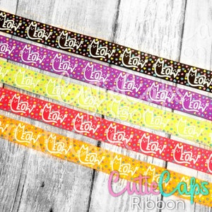 Meow, Cat Grosgrain Ribbon, 5/8 width - 5 yards