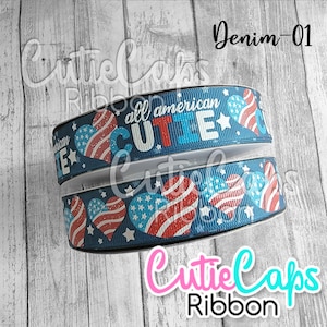 USA All American Cutie ©, American Ribbon, size 7/8 and 1.5in - 5 yard rolls